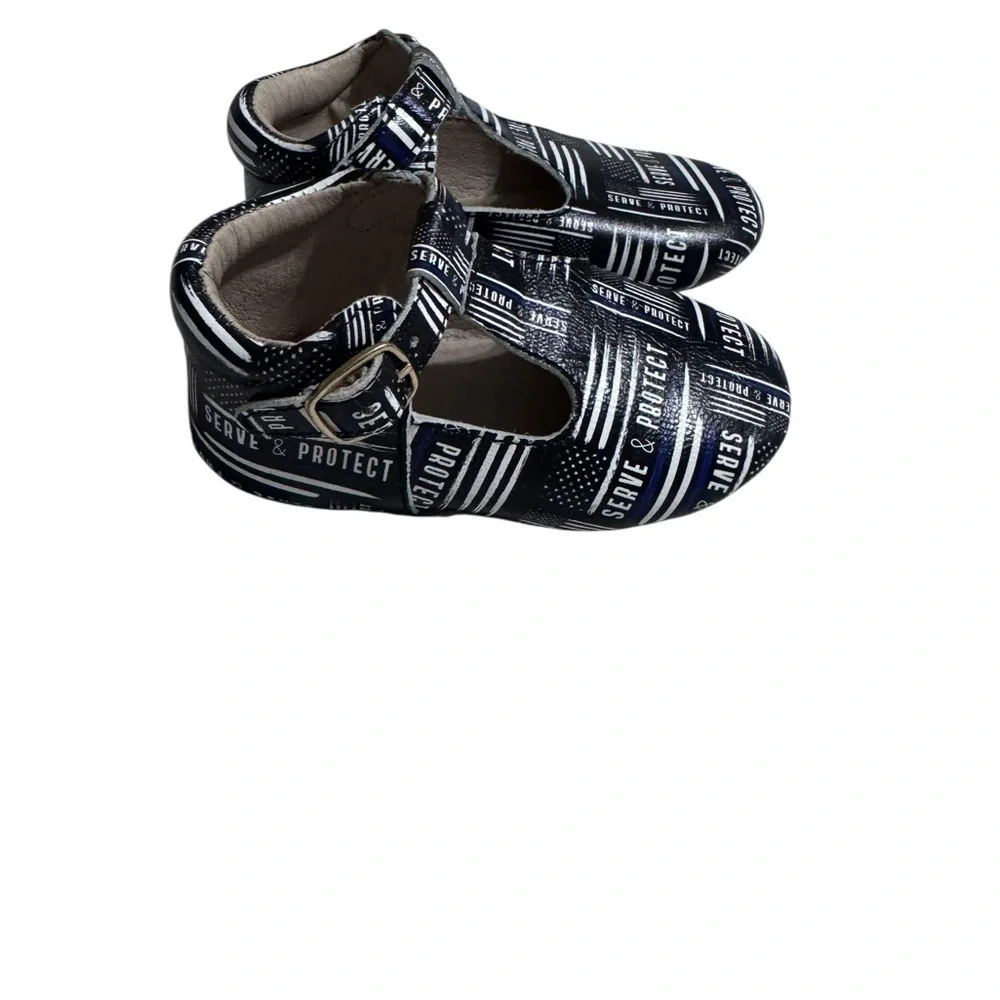 Monkey Feet Navy and White Baby Shoes